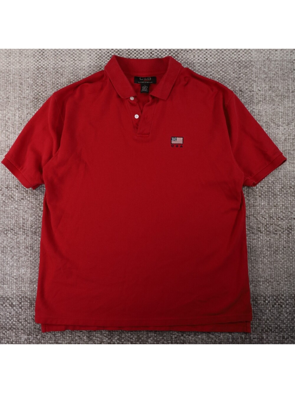 Croft & Barrow Sport USA Polo Shirt Mens L Red Short Sleeve American Flag Logo